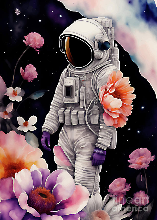 Watercolor astronaut Drawing by Mounier Wanjak - Fine Art America