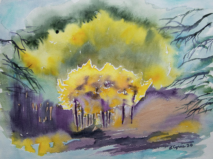 Watercolor - Autumn Sketch Painting by Cascade Colors