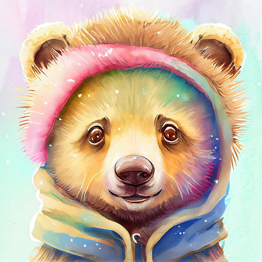 Watercolor Bear Wall Art #7 Digital Art By Diginyall - Fine Art America