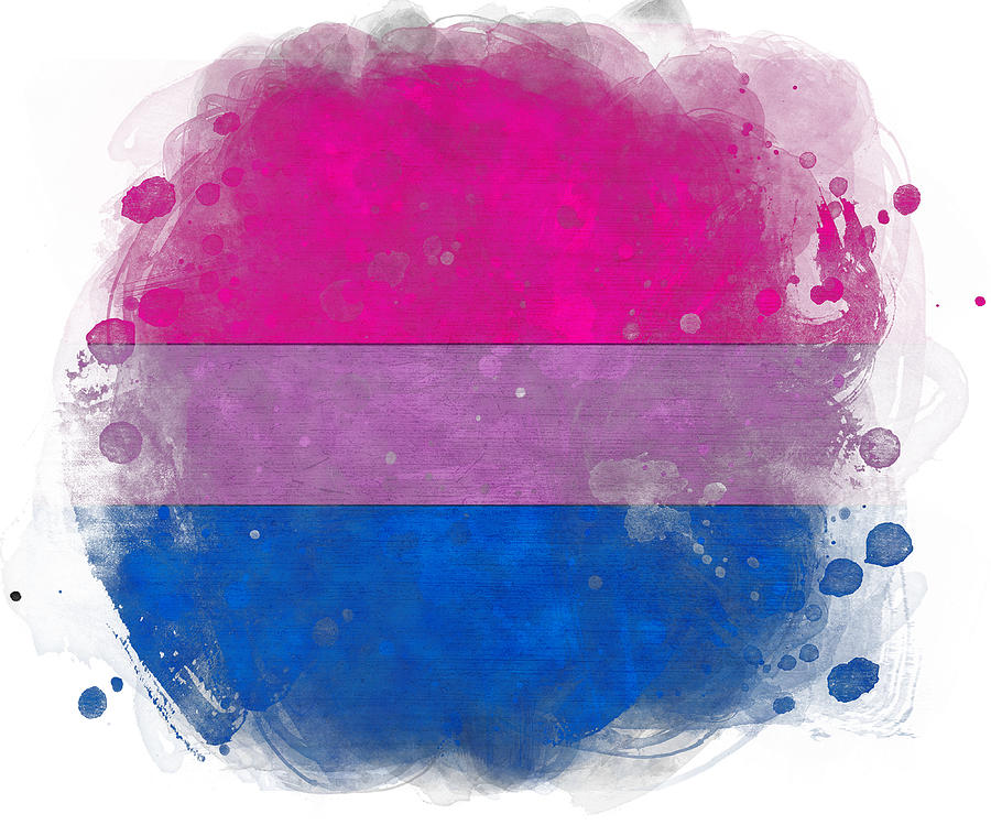 Watercolor - Bisexual Pride Flag Digital Art