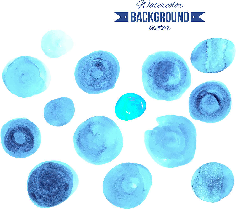Watercolor blu circles abstract background Drawing by ARTappler