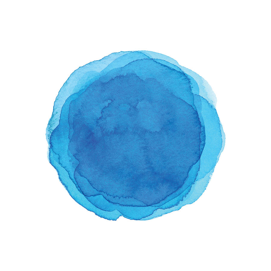 Watercolor Blue Circle background Drawing by Saemilee