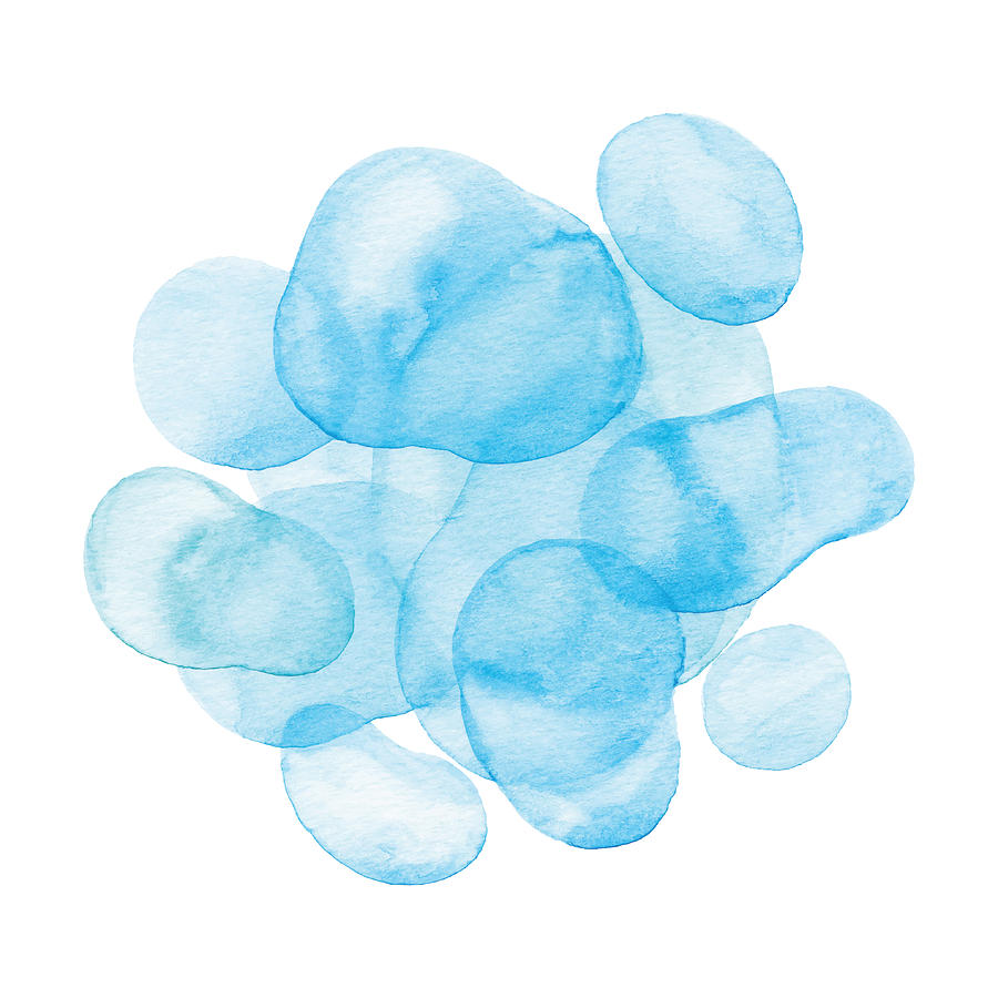 Watercolor Blue Liquid Shape Background Drawing by Saemilee