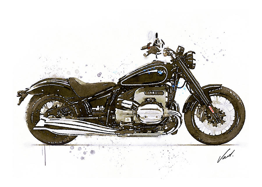 Watercolor BMW R18 motorcycle - oryginal artwork by Vart. Painting by Vart