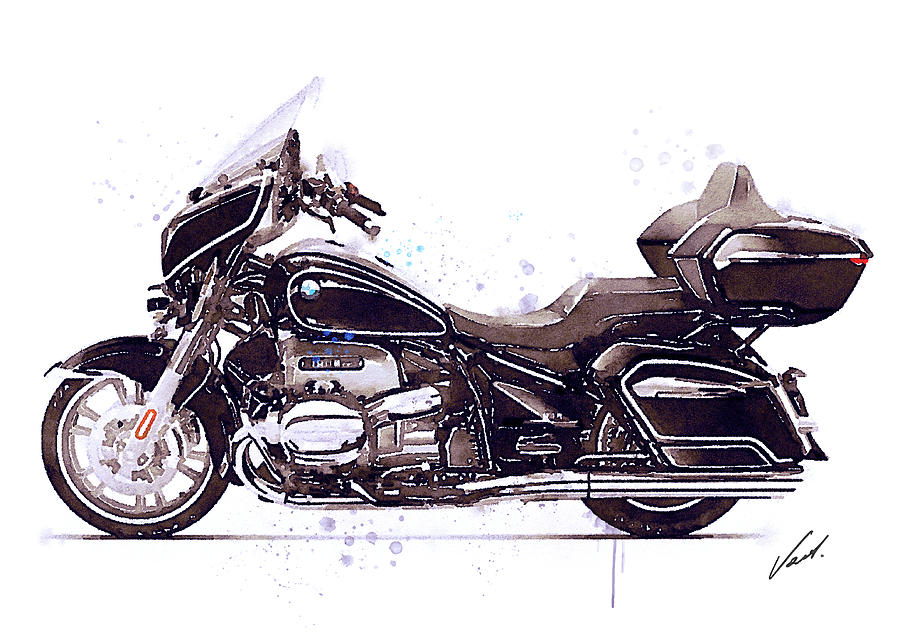 Watercolor BMW R18 Transcontinental motorcycle - oryginal artwork by Vart. Painting by Vart