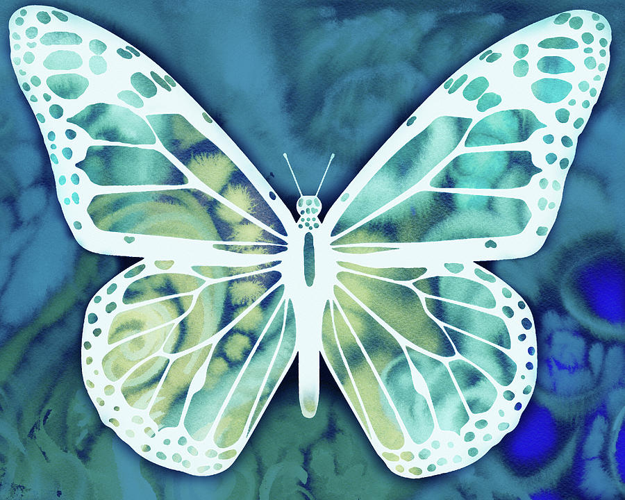 Watercolor Butterfly In Teal Blue Sky III Painting by Irina Sztukowski