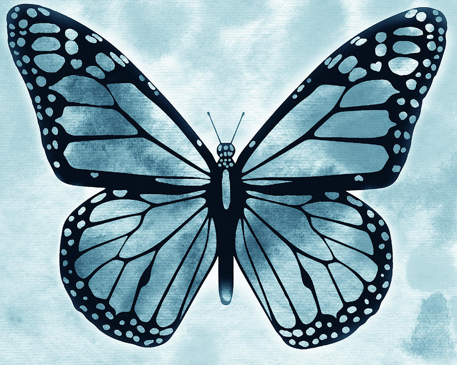  Watercolor Butterfly In Teal Blue Sky VI Painting by Irina Sztukowski