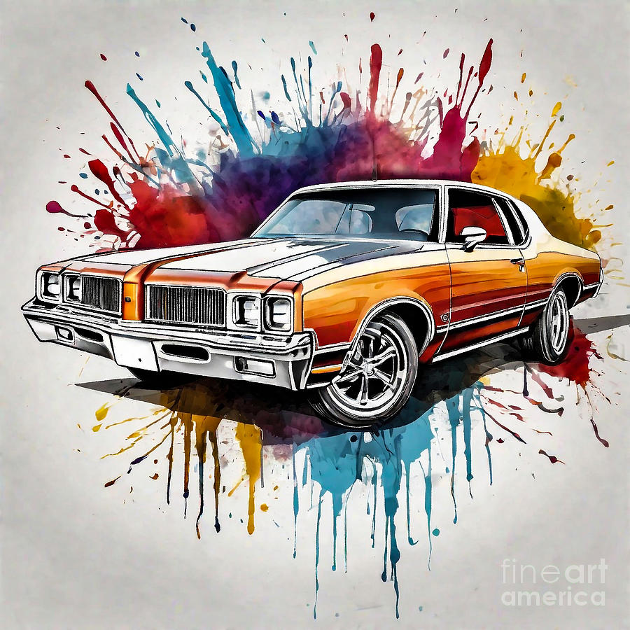 Watercolor Car Oldsmobile Cutlass Supreme SX ink 605 Digital Art by ...