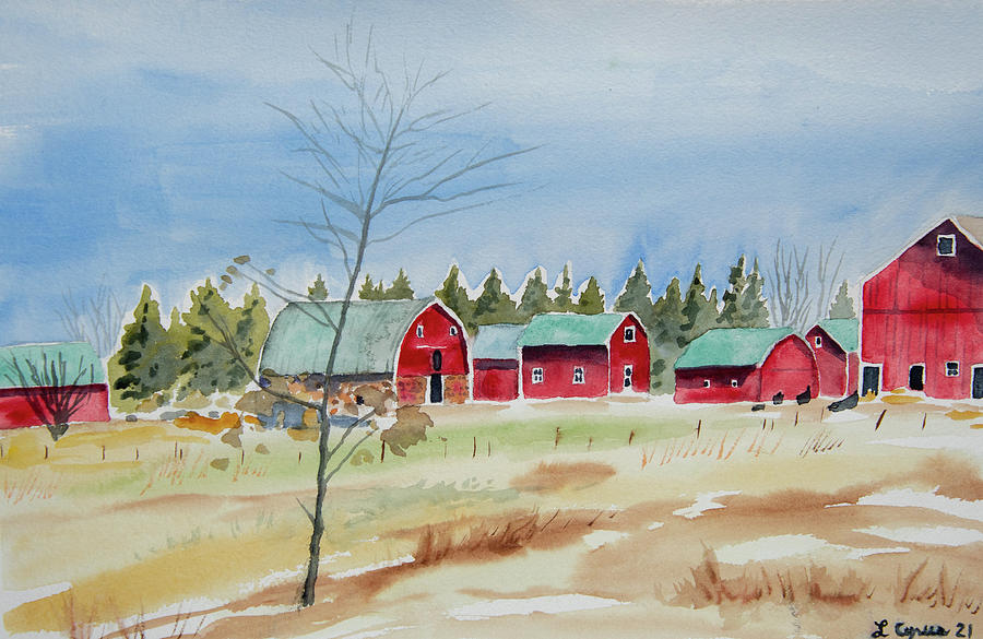 Watercolor - Carver County Farm Painting by Cascade Colors