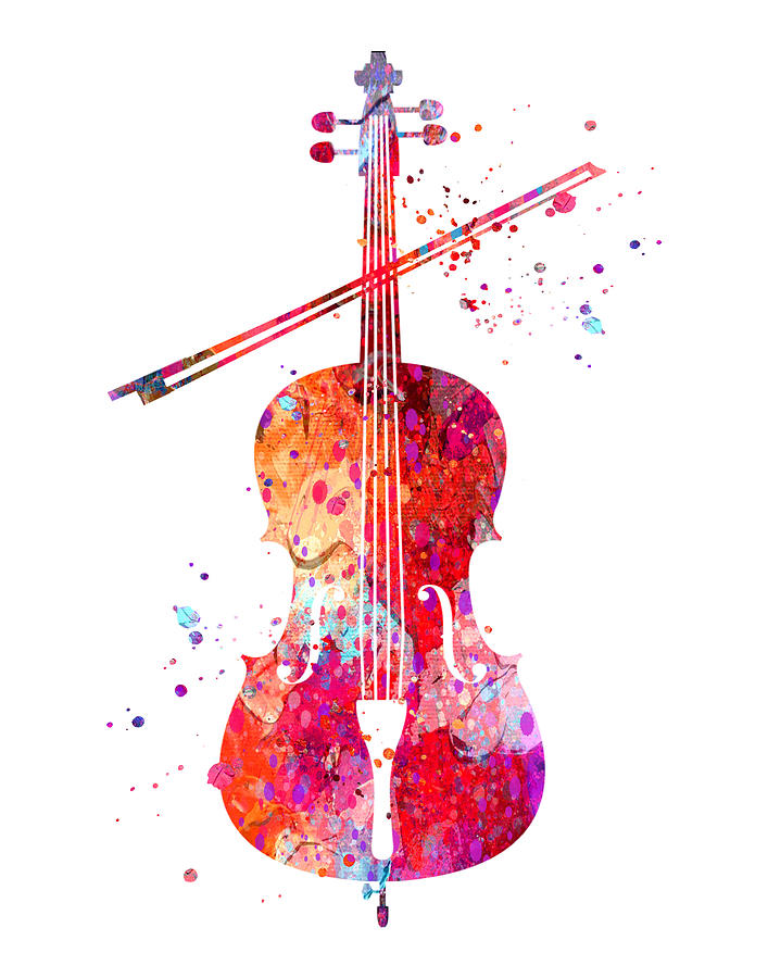 Cello Painting - Watercolor Cello by Zuzi s