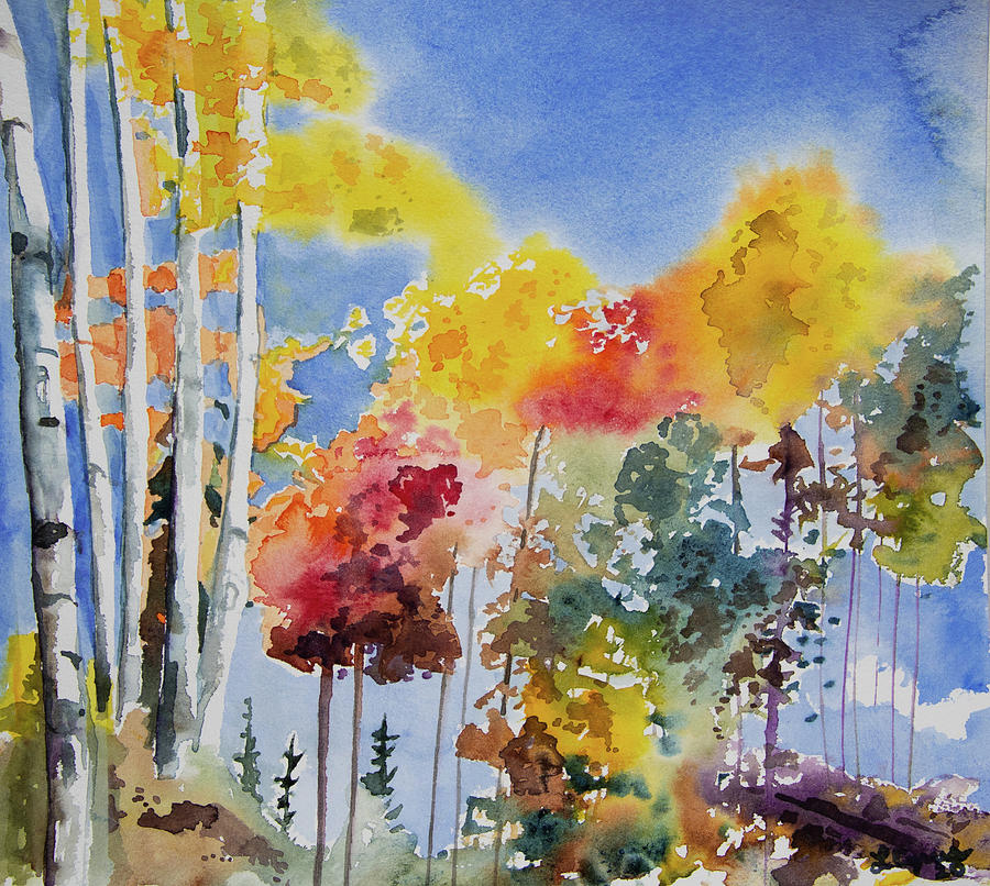 Watercolor - Cheerful Autumn Painting by Cascade Colors