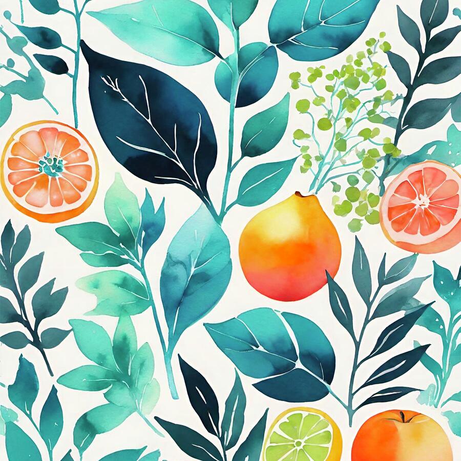 Watercolor Citrus Art and Decor Painting by Bonnie Bruno