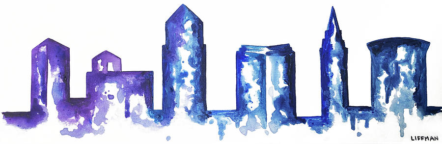 Cleveland Painting - Watercolor CLE by Allison Liffman Cleveland Painting - Watercolor CLE by Allison Liffman