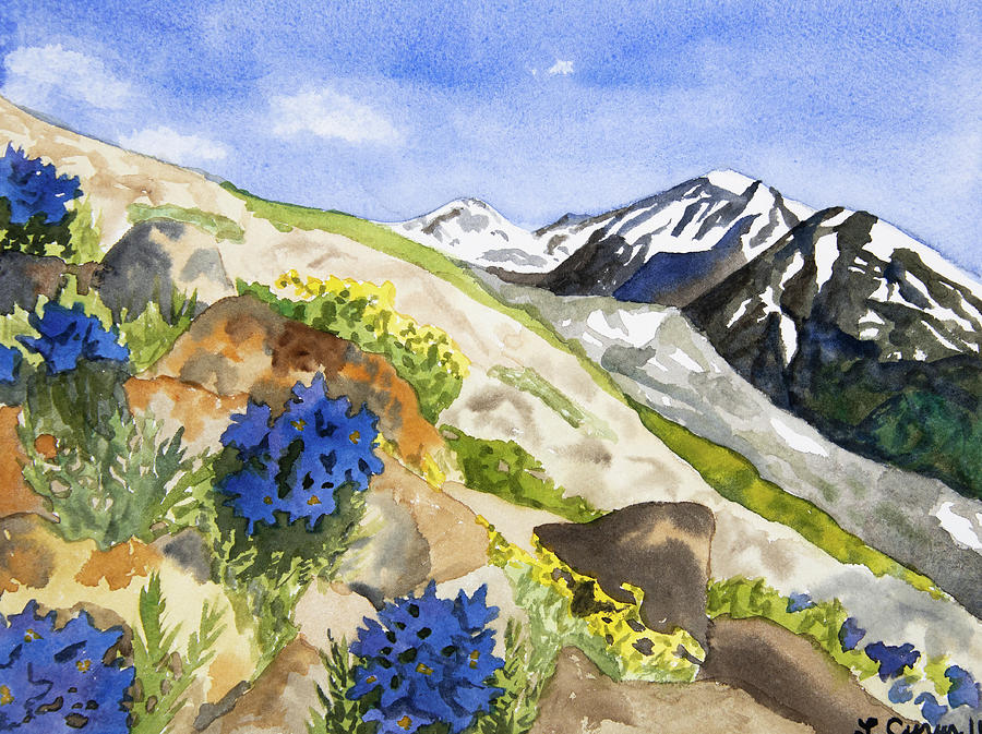 Watercolor - Climbing Mount Elbert Painting by Cascade Colors