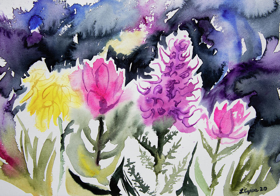 Watercolor - Colorful Alpine Wildflower Group Painting by Cascade Colors