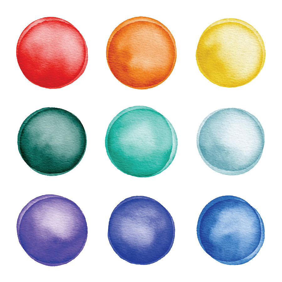 Watercolor Colorful Dots Set Drawing by Saemilee