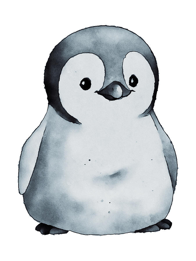 Watercolor Cute Baby Penguin Digital Art By Mushfiq Zaman - Fine Art 