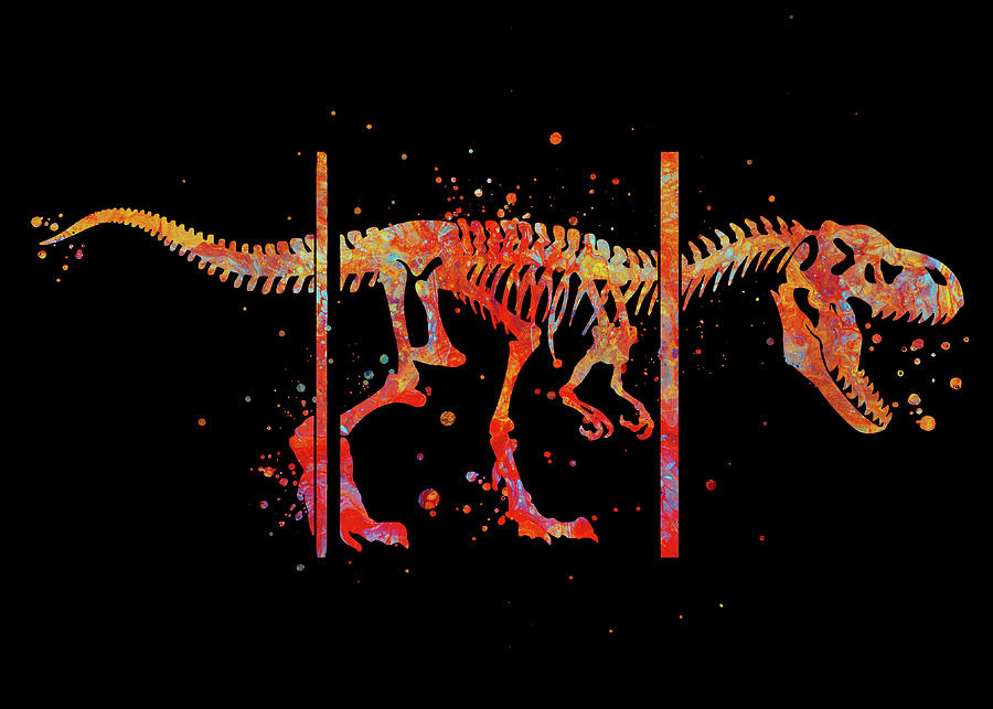 Watercolor Dinosaur Skeleton Watercolor Print Trex Bones Set Of 3 Dino ...