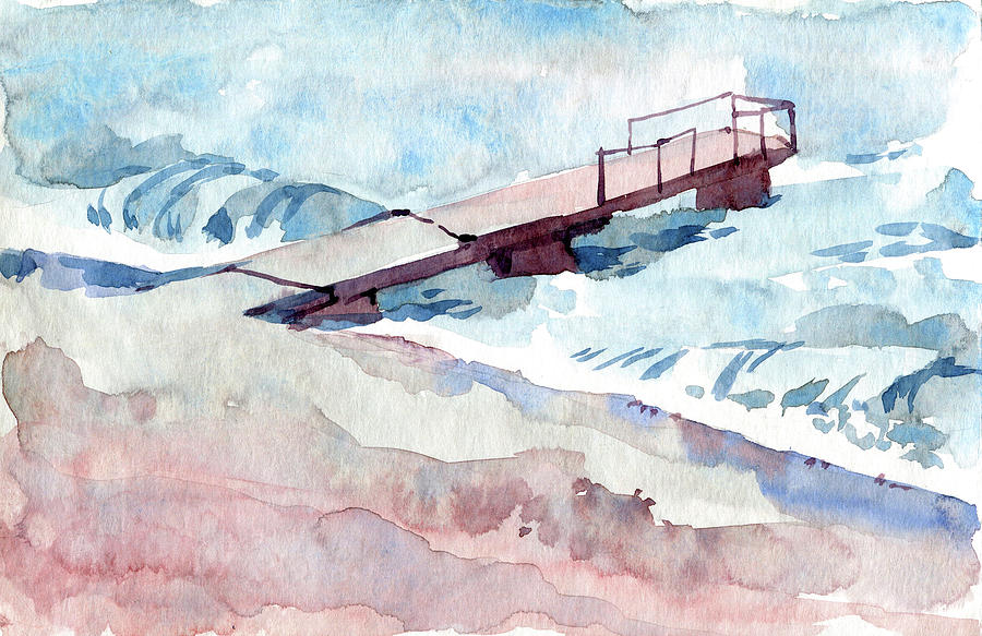 Watercolor Dock By The Bay Painting Digital Art by Sambel Pedes