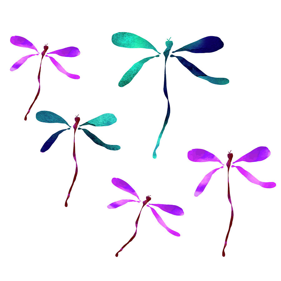 Watercolor Dragonflies Digital Art by Kandy Hurley