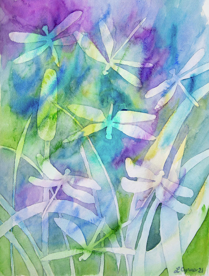 Watercolor - Dragonfly Design Painting by Cascade Colors