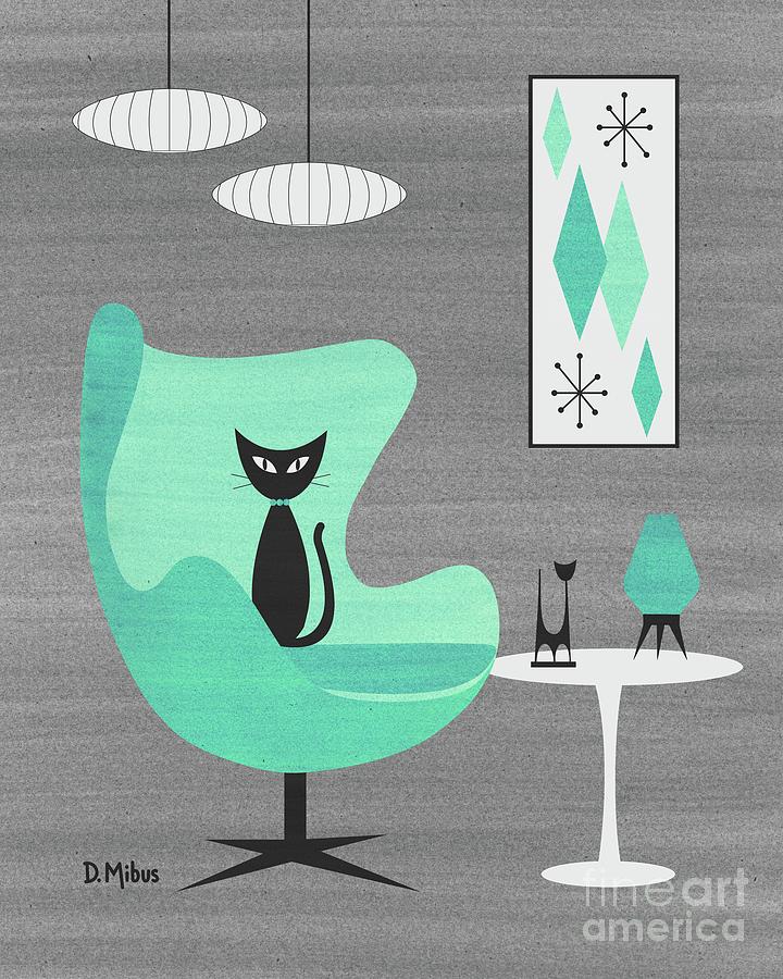 Egg Chair in Aqua nd Gray Mixed Media by Donna Mibus