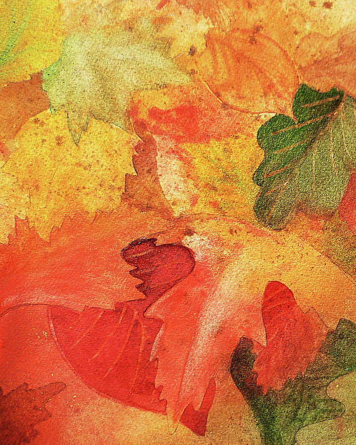 Watercolor Fall Composition Autumn Landscape Trees Leaves Warm Tones Art VII Painting by Irina Sztukowski