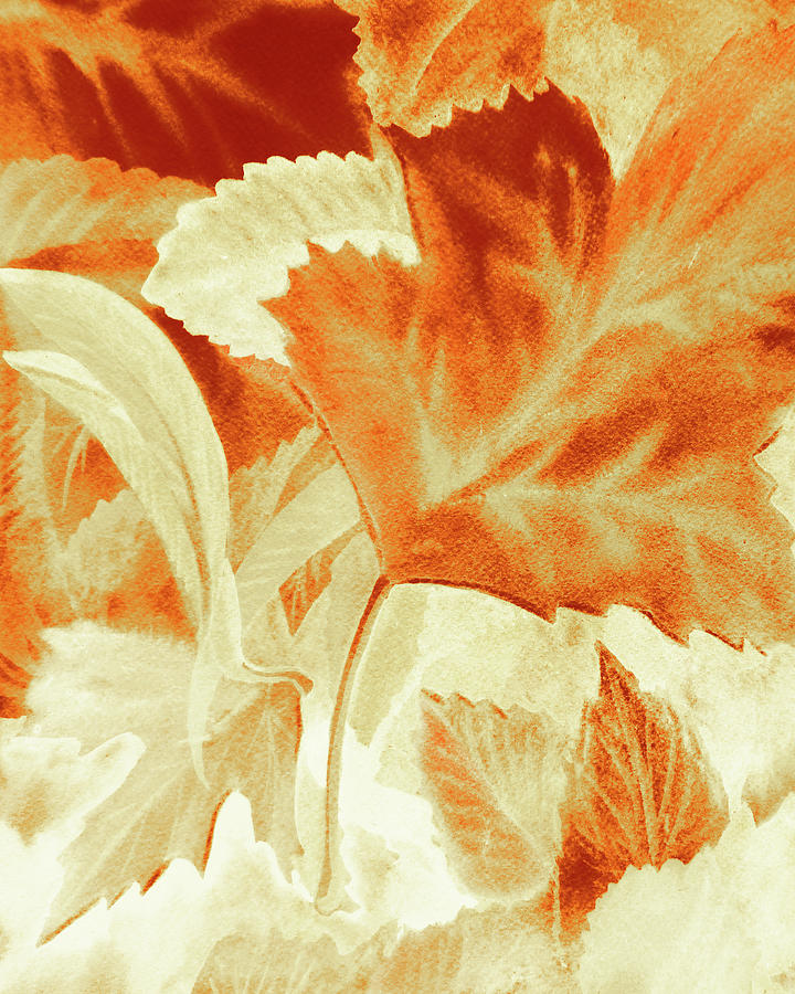 Watercolor Fall Composition Autumn Landscape Trees Leaves Warm Tones Art X Painting by Irina Sztukowski