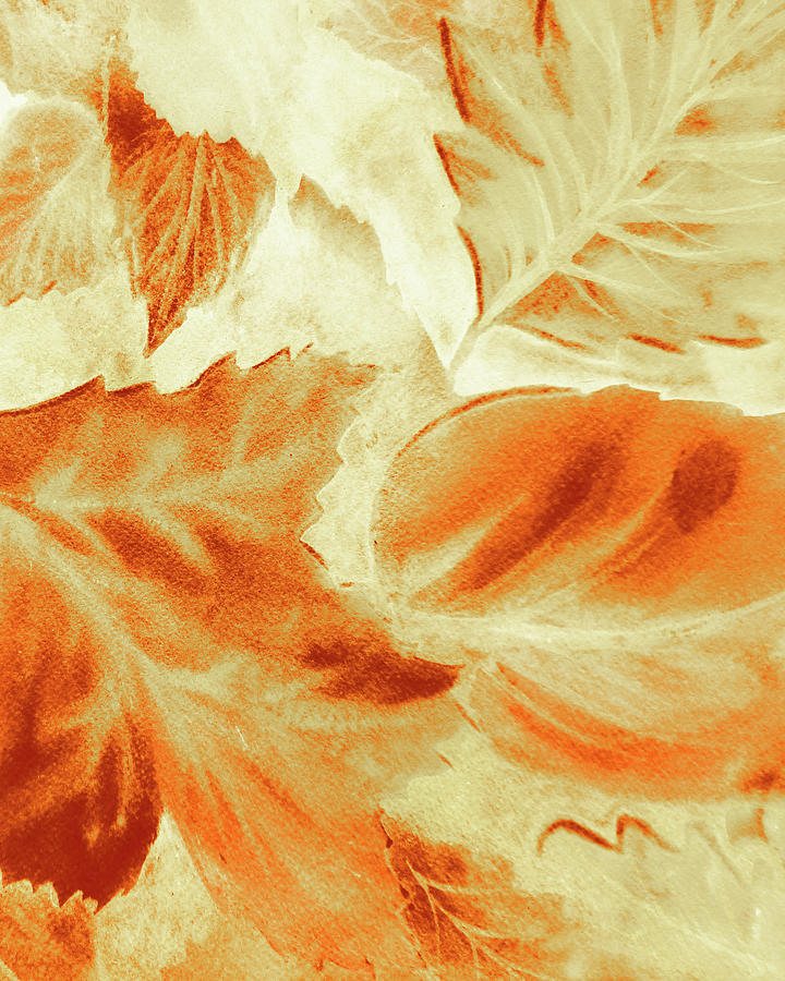 Watercolor Fall Composition Autumn Landscape Trees Leaves Warm Tones Art XI Painting by Irina Sztukowski