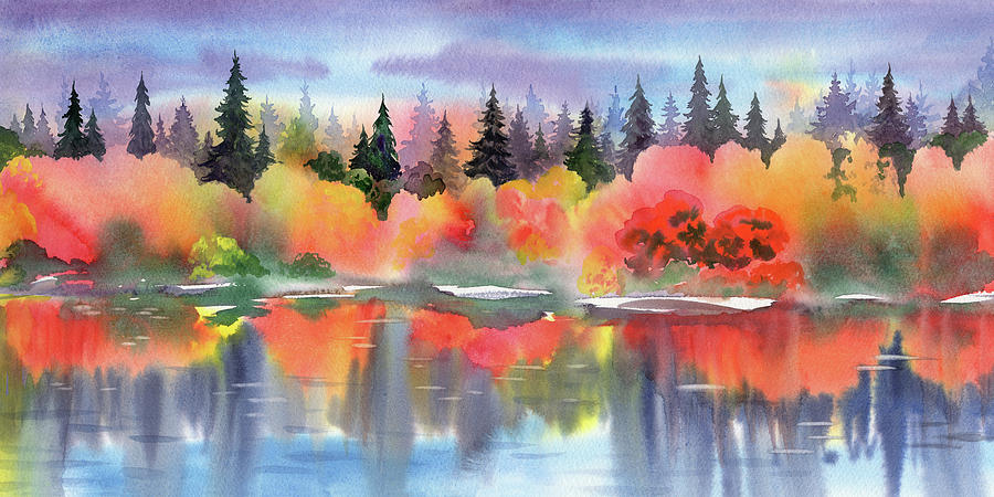 Watercolor Fall Tree Painting I Painting by Irina Sztukowski