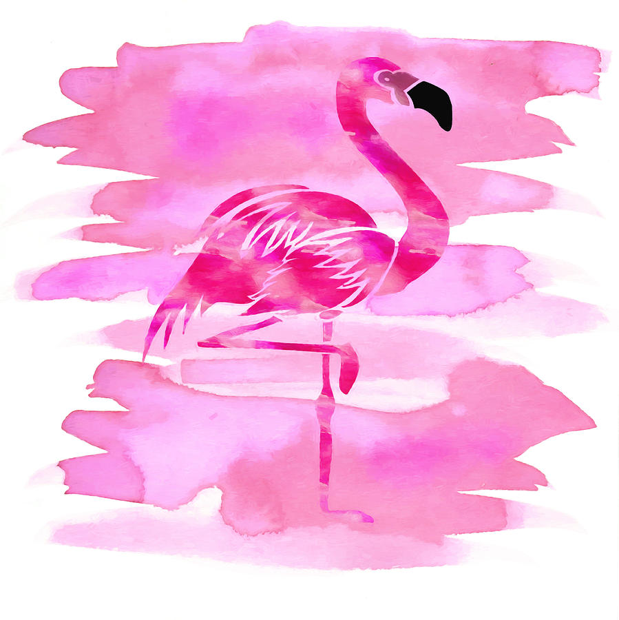 Watercolor Flamingo Painting by Kandy Hurley