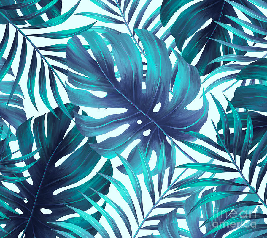 Watercolor Floral Green Leaves Pattern Digital Art By Noirty Designs