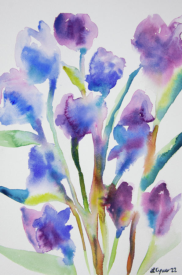 Watercolor - Flower Impression with White Background 2 Painting by ...