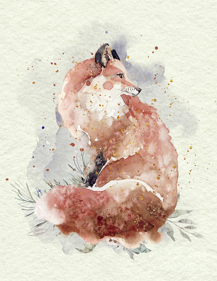 Watercolor Fox Painting by Garden Of Delights