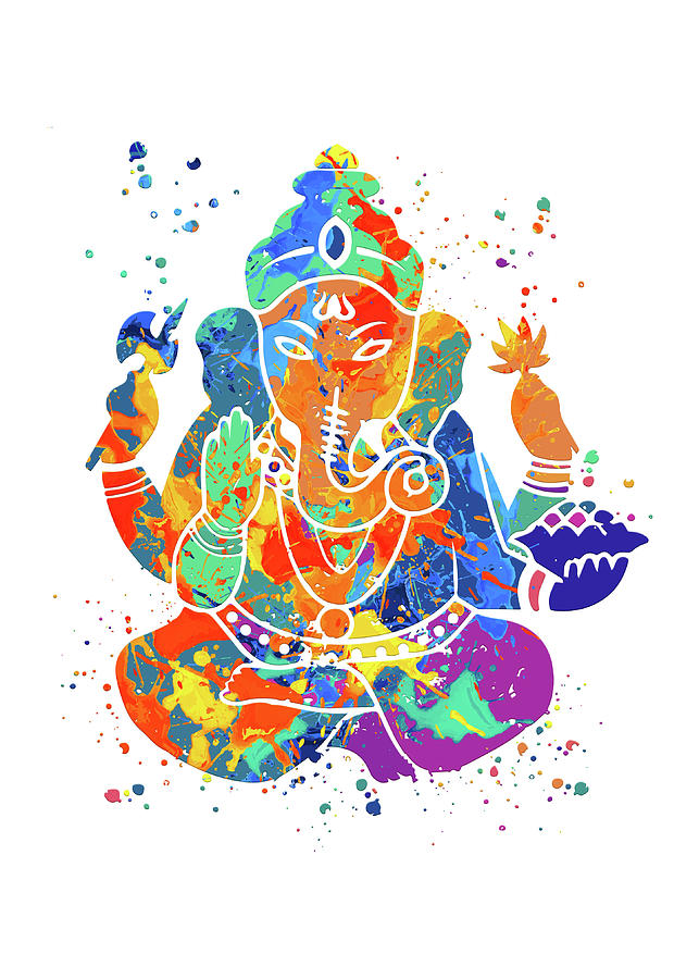 Ganesh Ji Painting with Frame UV Print For Home.Office.Drawing Room.Living  Room.Gift Art-