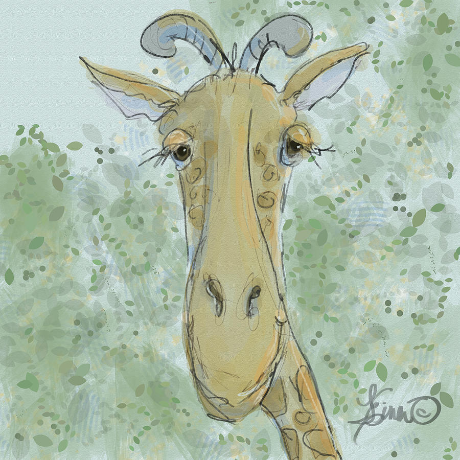 Watercolor Giraffe Digital Art by Terri Einer