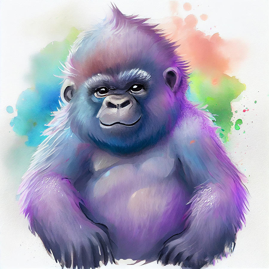 Watercolor Gorilla Wall Art #3 Digital Art by DiginYall - Fine Art America