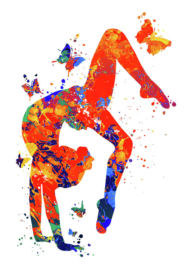 Watercolor Gymnastics Tumbling Digital Art by Towery Hill Fine Art America