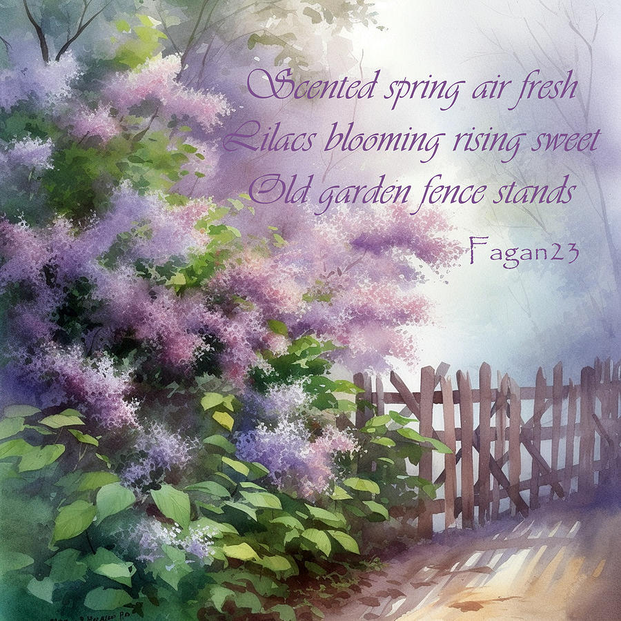 Watercolor Haiku Lilacs Digital Art by Beverly Fagan Gilbertson - Fine ...