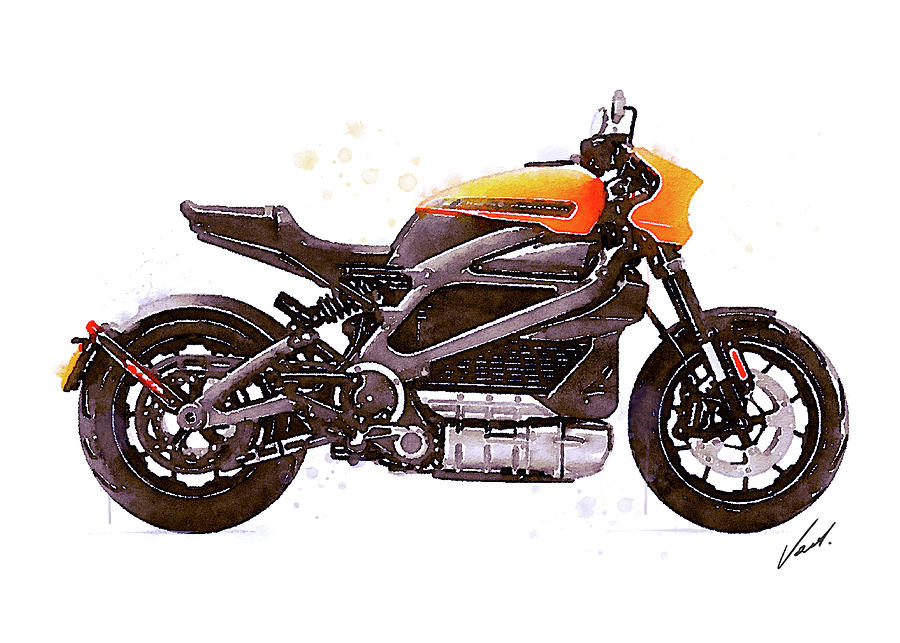 Watercolor Harley-Davidson LIVEWIRE motorcycle - oryginal artwork by Vart. Painting by Vart