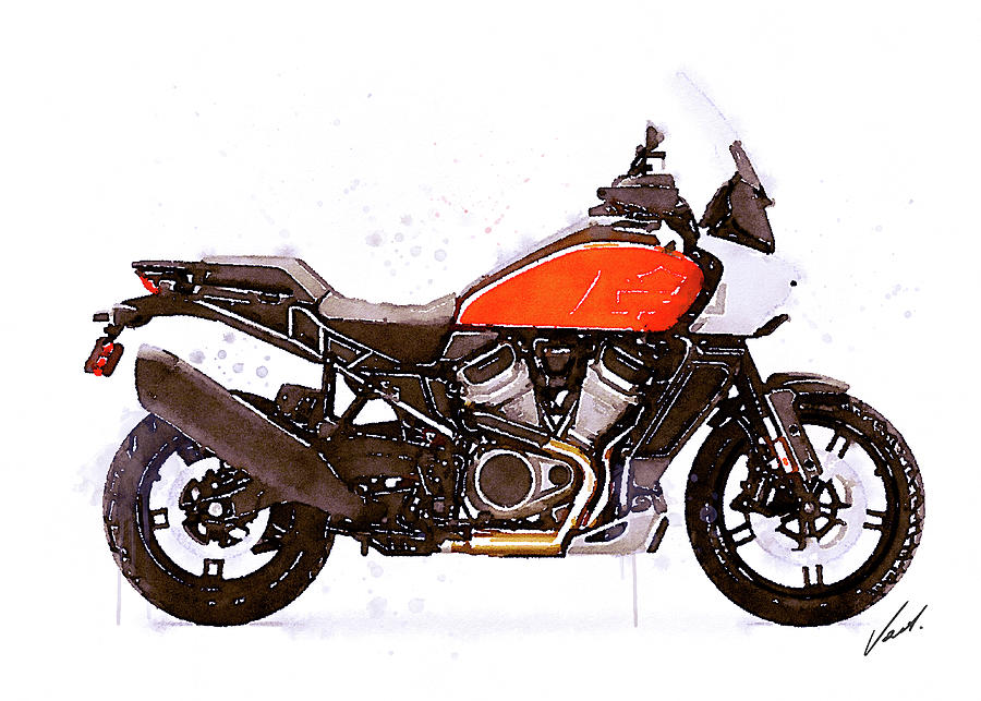 Watercolor Harley-Davidson PAN AMERICA - oryginal artwork by Vart. Painting by Vart