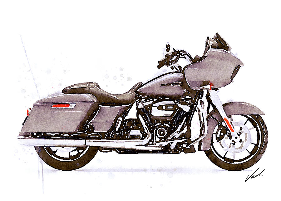 Watercolor Harley-Davidson Road Glide motorcycle - oryginal artwork by Vart. Painting by Vart