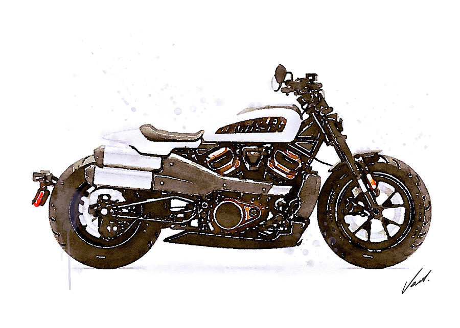 Watercolor Harley-Davidson Sportster - oryginal artwork by Vart. Painting by Vart