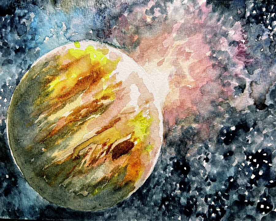 Watercolor Jupiter Painting by Larry Whitler