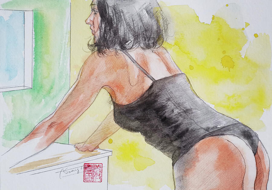 Watercolor-Lady#2020623 Painting by Hongtao Huang