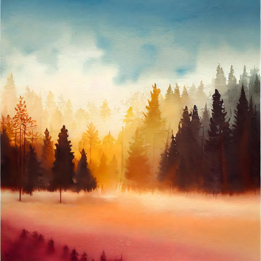 Mountain Painting - Watercolor landscape 2 by Art Dream Studio