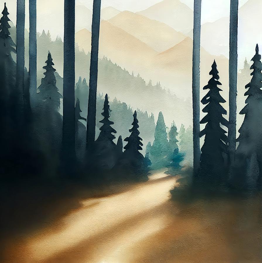 Mountain Painting - Watercolor landscape 3 by Art Dream Studio