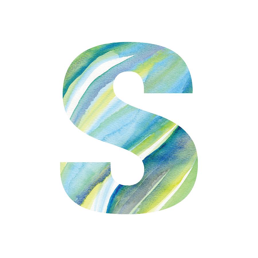 Watercolor Letter S by Susan Porter