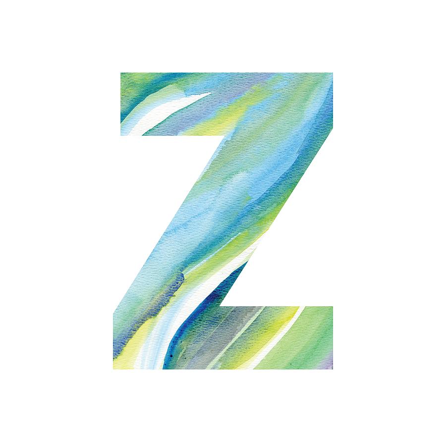 Typography Photograph - Watercolor Letter Z by Susan Porter