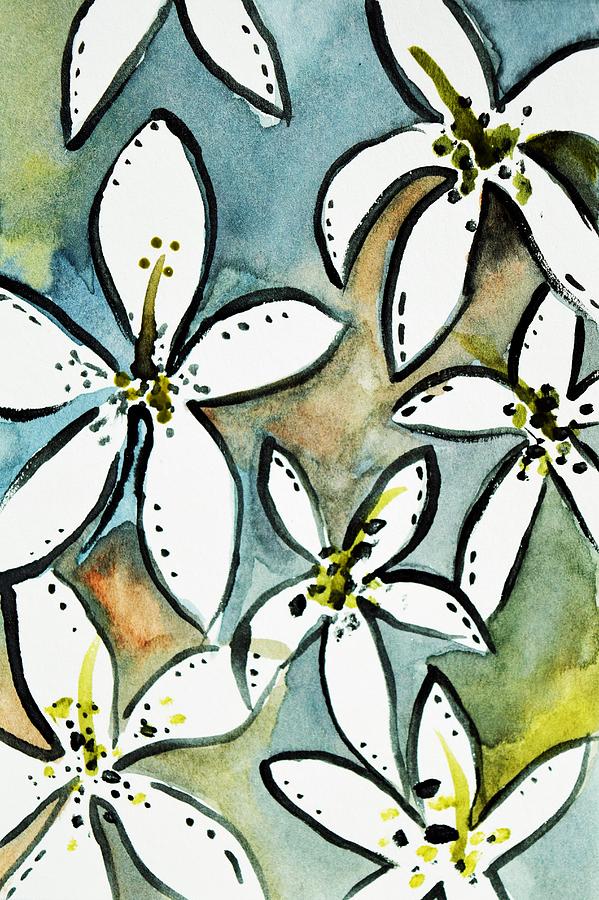 Watercolor Lilies Painting by Lkb Art And Photography